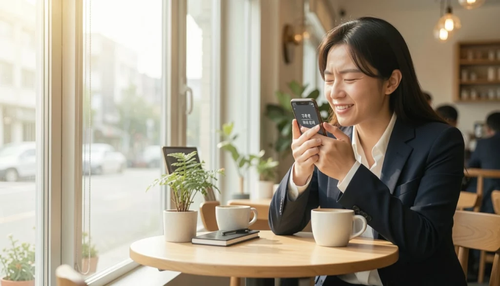 한컴독스 해지 방법 스마트폰 화면 속 '구독 취소 완료' 메시지를 보며 안도하는 직장인의 기쁨이다